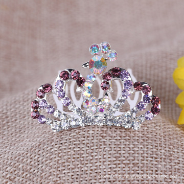 Crianças colorido coroa Rhinestone Tiara pente para o partido